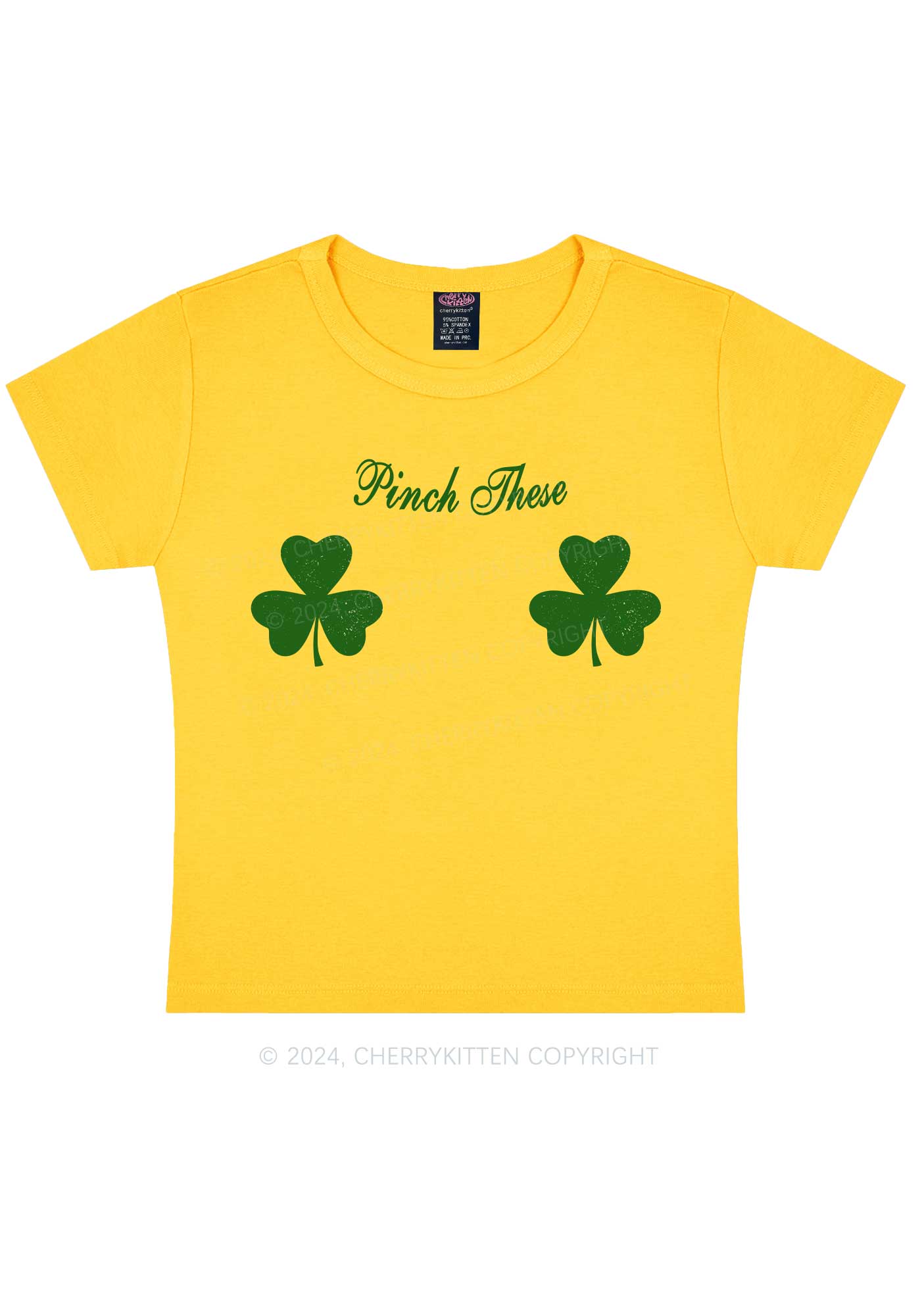 Pinch These St Patricks Y2K Baby Tee Cherrykitten