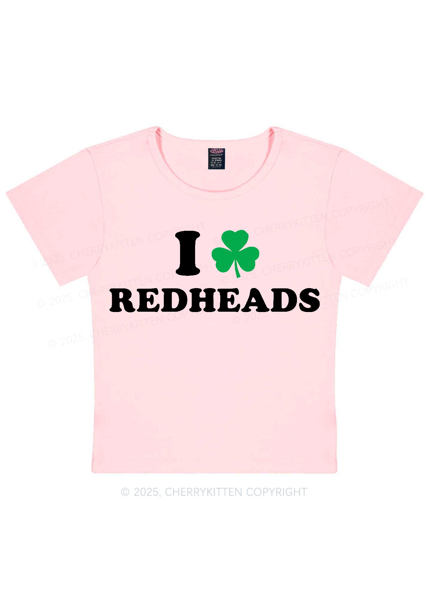 I Love Redheads St Patricks Y2K Baby Tee Cherrykitten