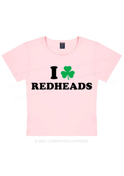 I Love Redheads St Patricks Y2K Baby Tee Cherrykitten