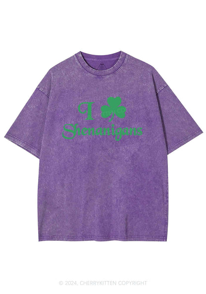 I Love Shenanigans St Patricks Y2K Washed Tee Cherrykitten