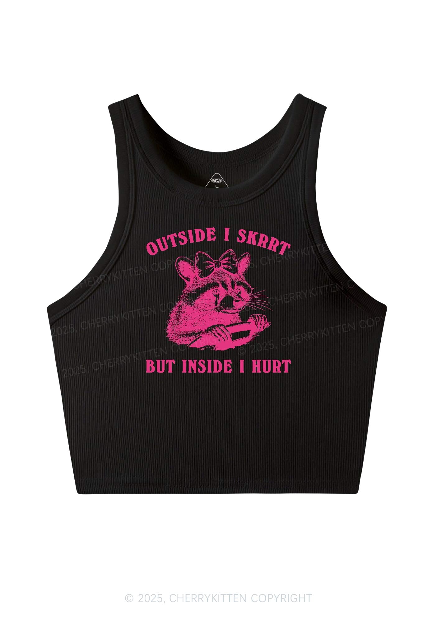 Outside I Skrrt Raccoon Y2K Crop Tank Top Cherrykitten