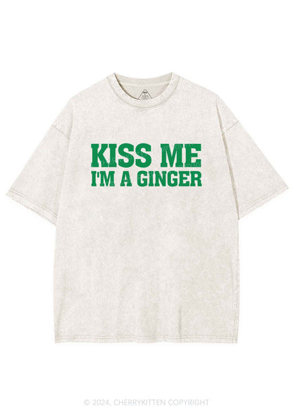 Kiss Me Im Ginger St Patricks Y2K Washed Tee Cherrykitten