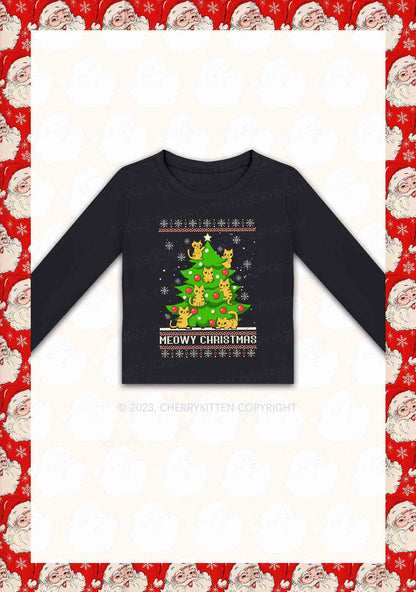 Snowflake Meowy Christmas Tree Y2K Long Sleeve Crop Top Cherrykitten