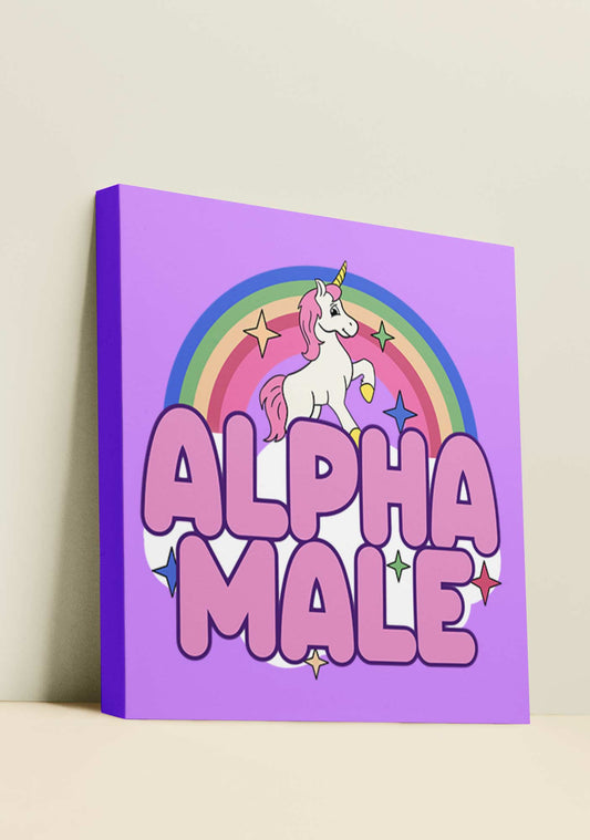 Rainbow Unicorn Alpha Male Y2K Canvas Wall Art Cherrykitten