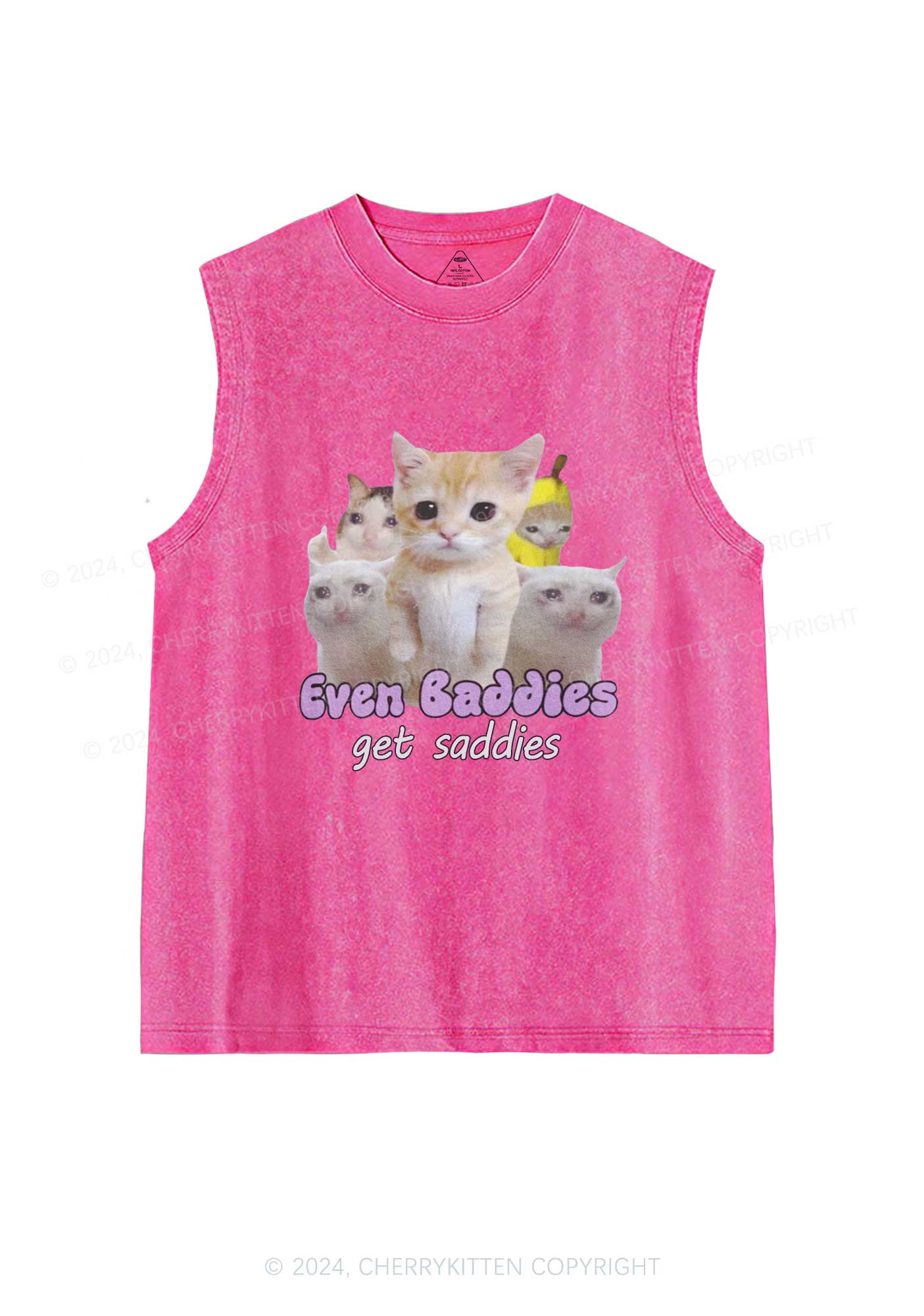 Saddies Five Cats Y2K Washed Tank Cherrykitten