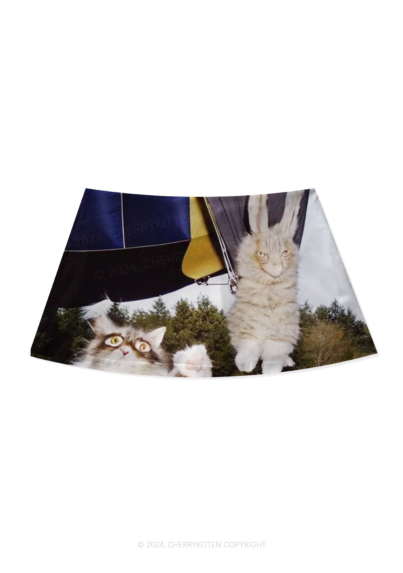 Kitten Camping Y2K Print Mini Skirt Cherrykitten