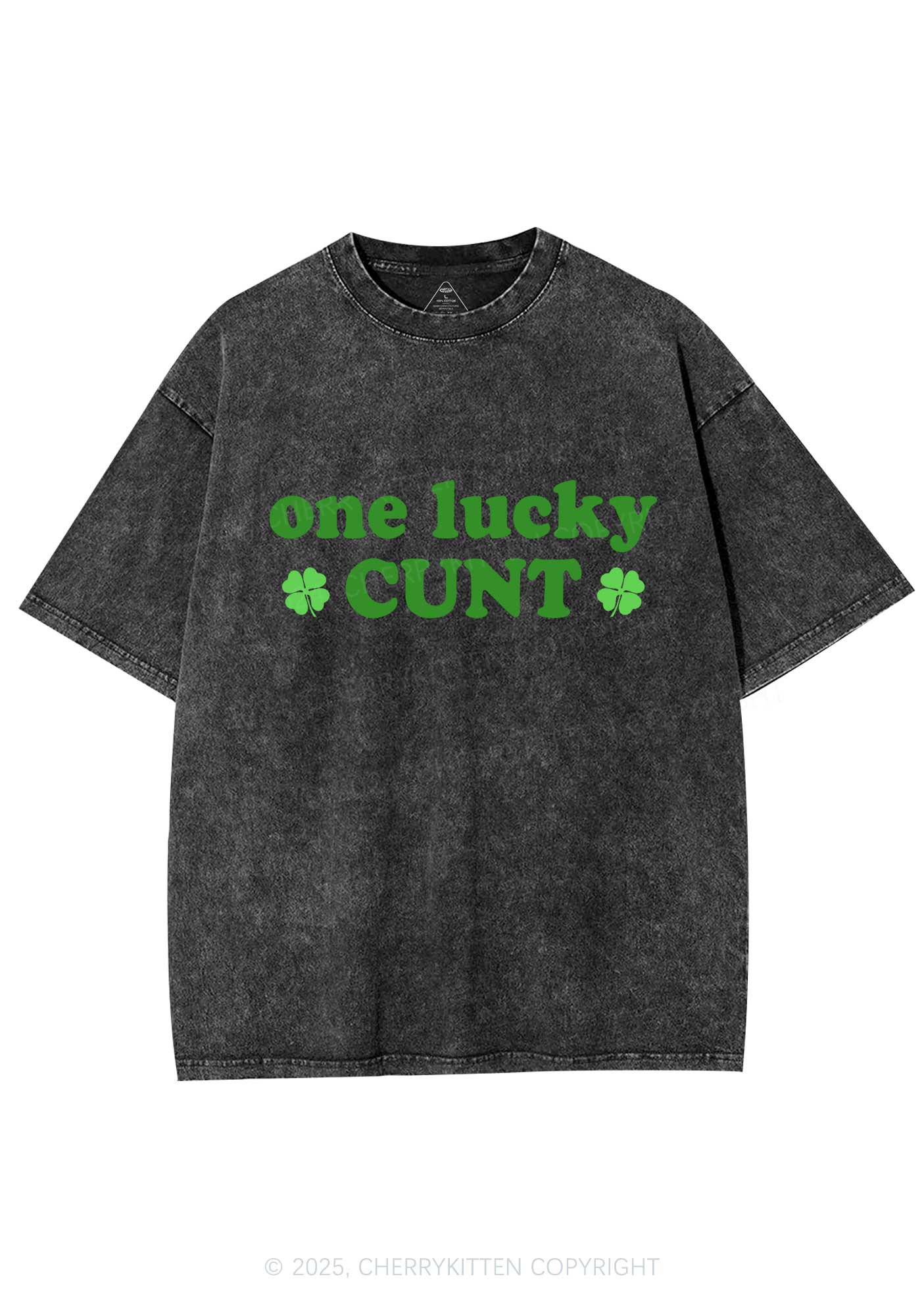 One Lucky Cxxt St Patricks Y2K Washed Tee Cherrykitten