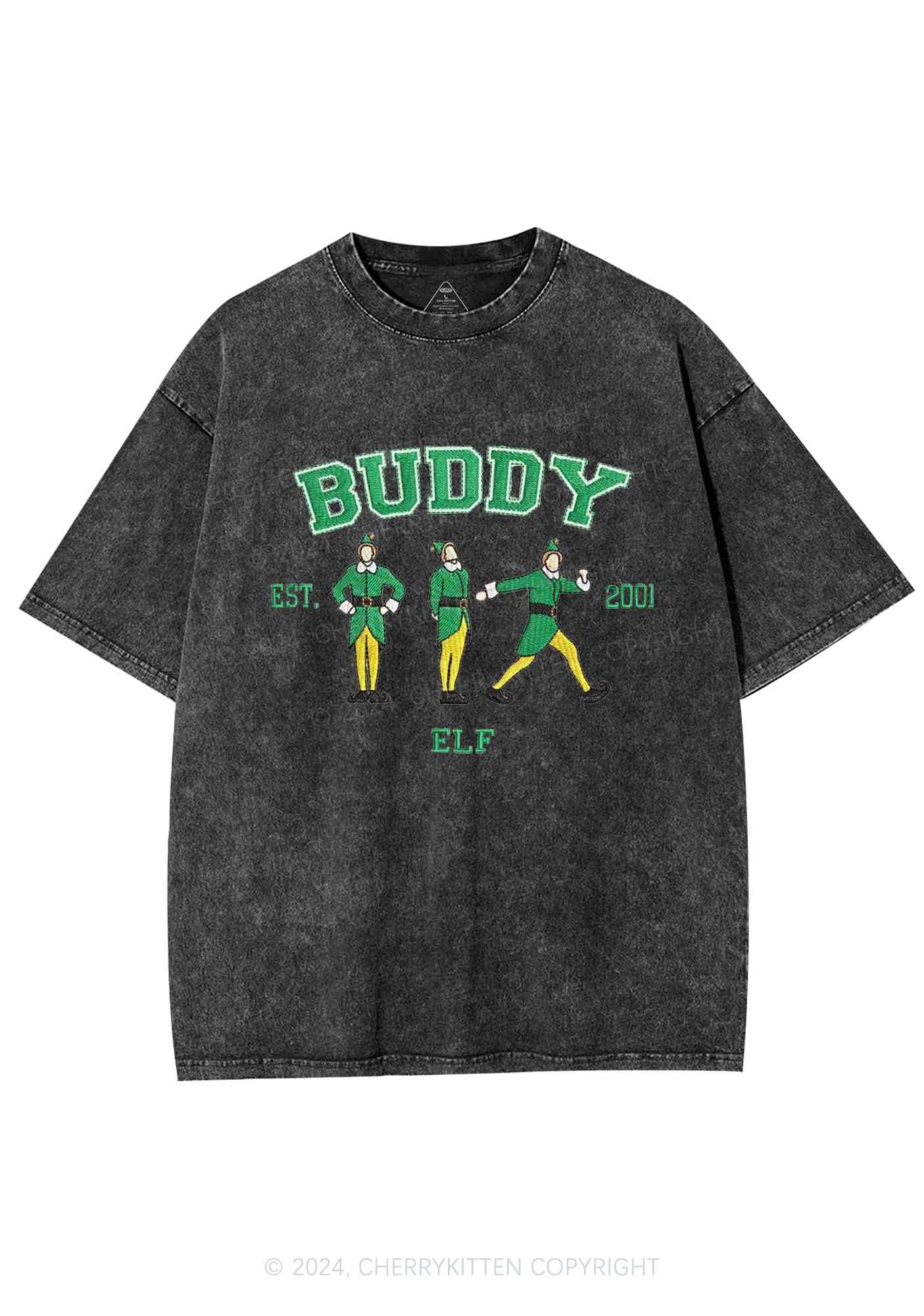 Christmas Elf Buddy Y2K Washed Tee Cherrykitten