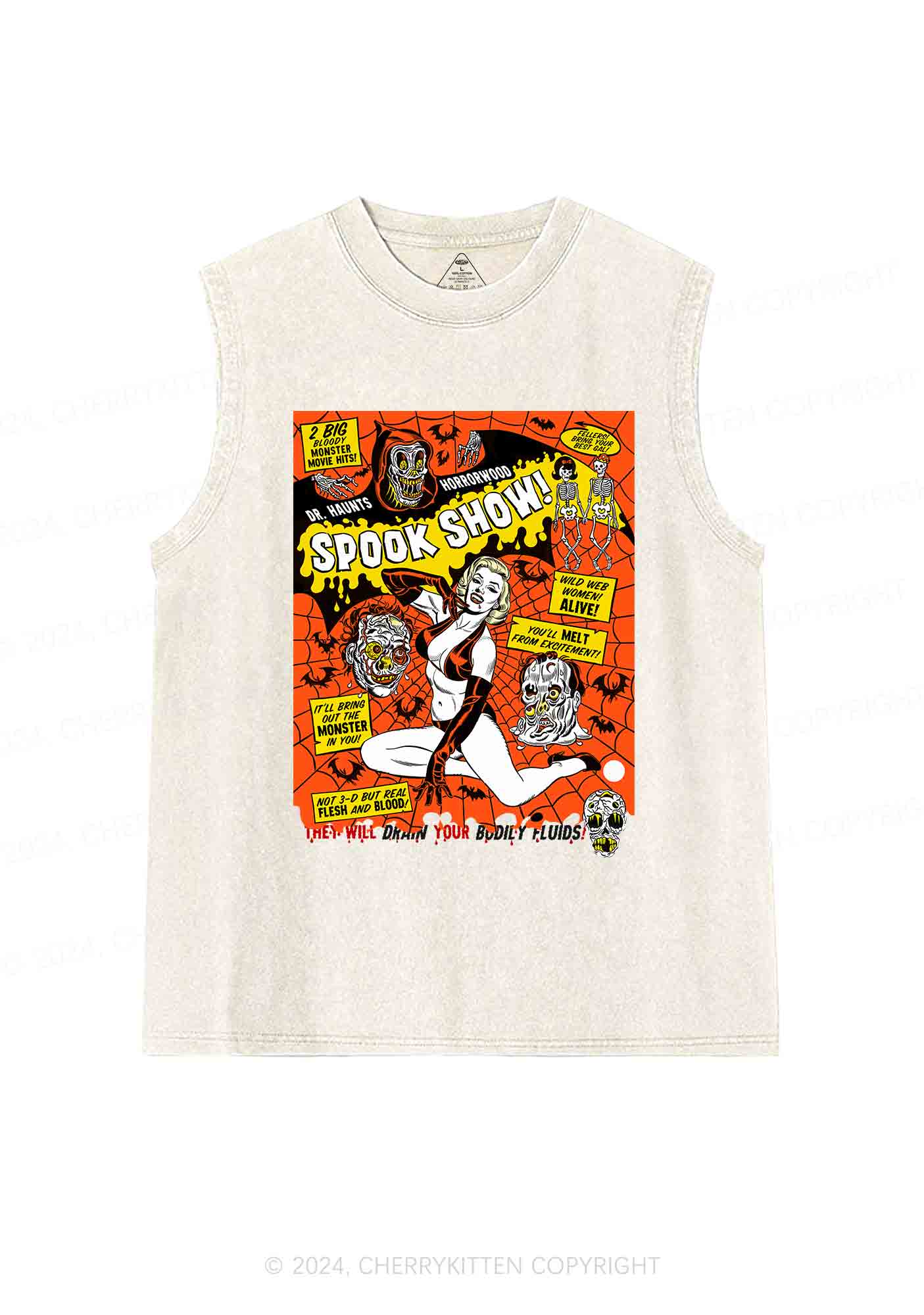 Halloween Blonde Spook Show Y2K Washed Tank Cherrykitten