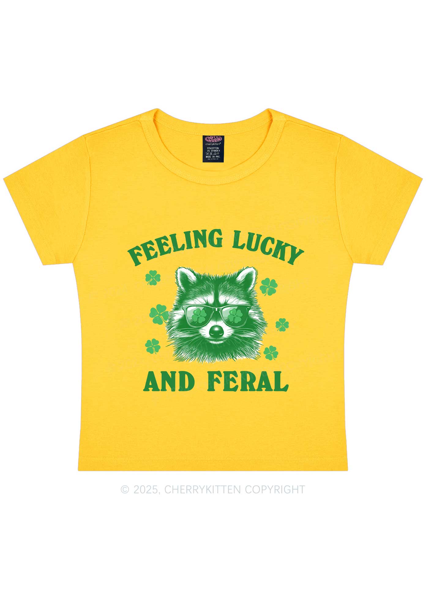 Feeling Lucky And Feral St Patricks Y2K Baby Tee Cherrykitten