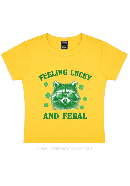 Feeling Lucky And Feral St Patricks Y2K Baby Tee Cherrykitten