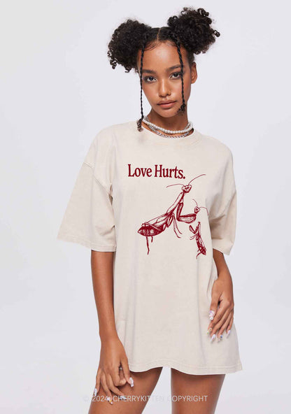 Love Hurts Y2K Valentine's Day Washed Tee Cherrykitten