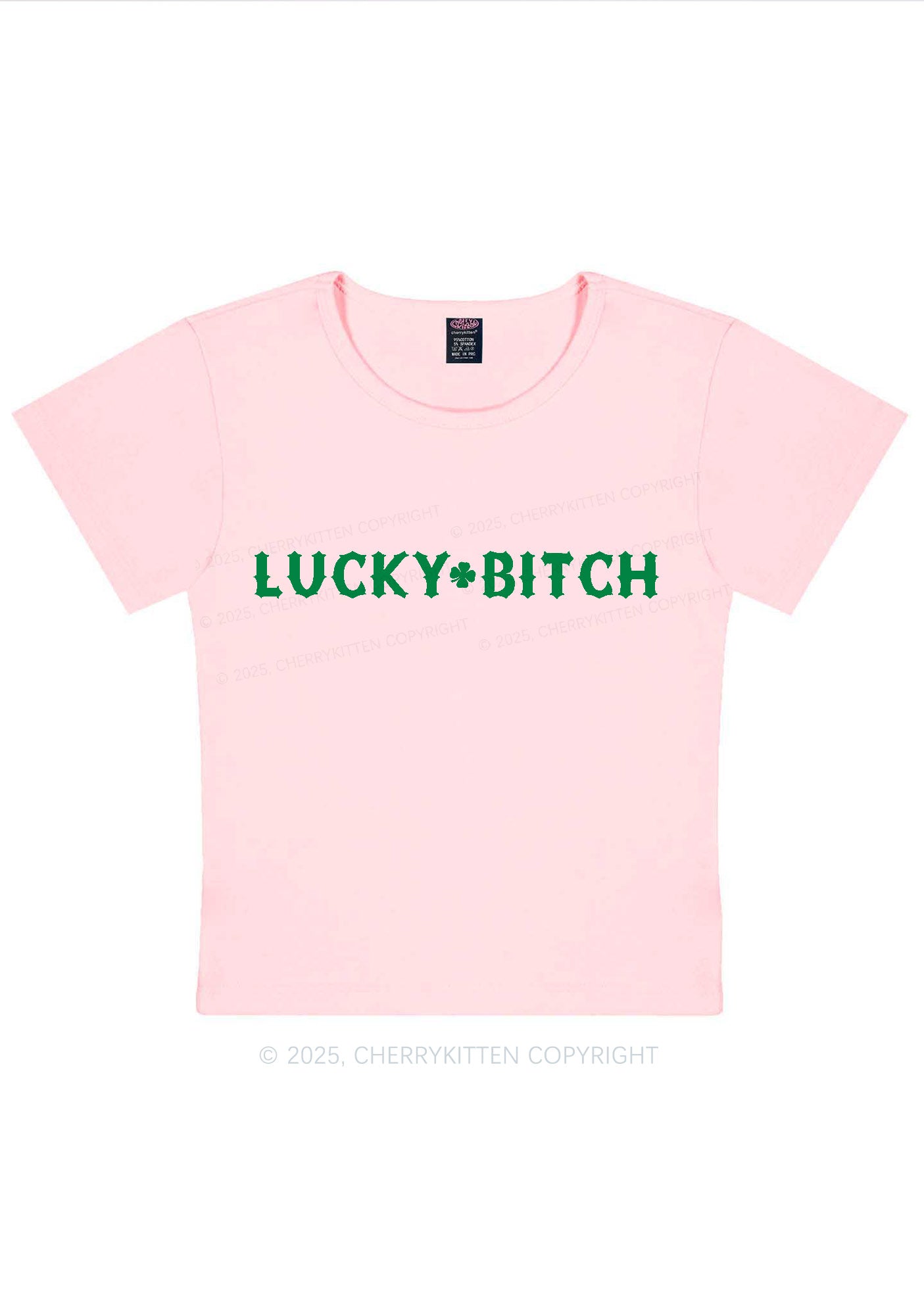 Lucky Bxxch St Patricks Y2K Baby Tee Cherrykitten