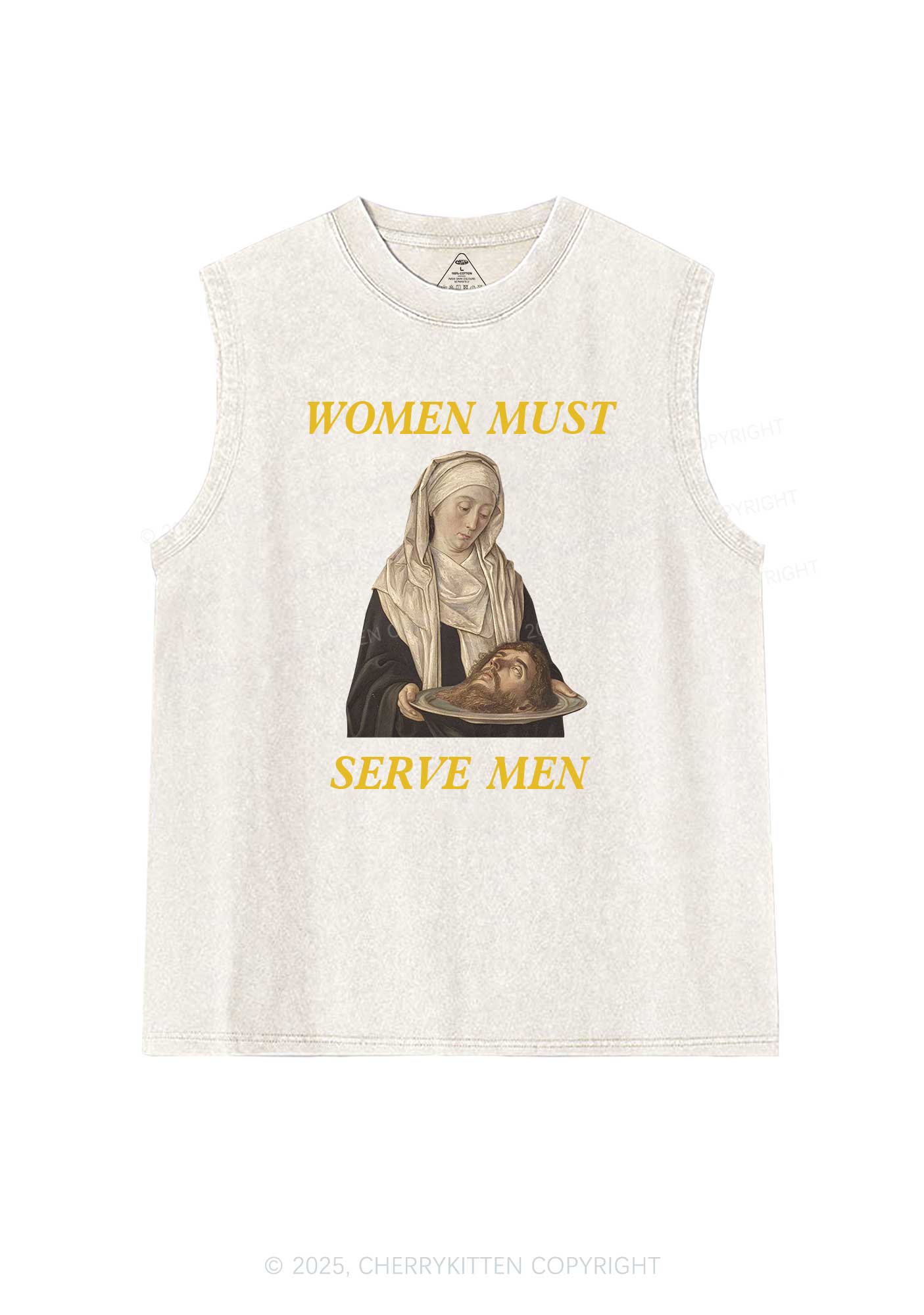 Women Must Serve Men Y2K Washed Tank Cherrykitten