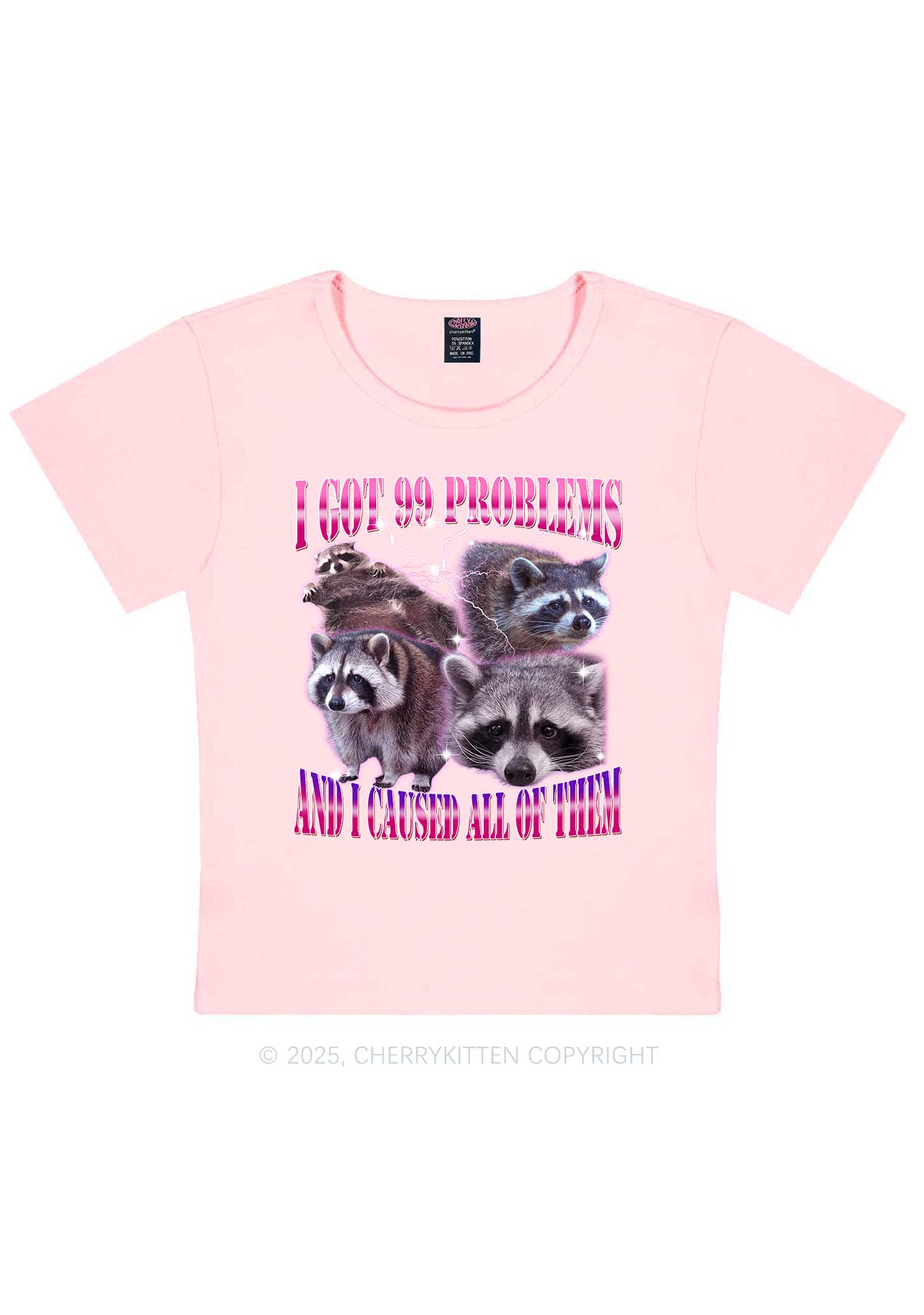 Raccoon Got Problems Y2K Baby Tee Cherrykitten