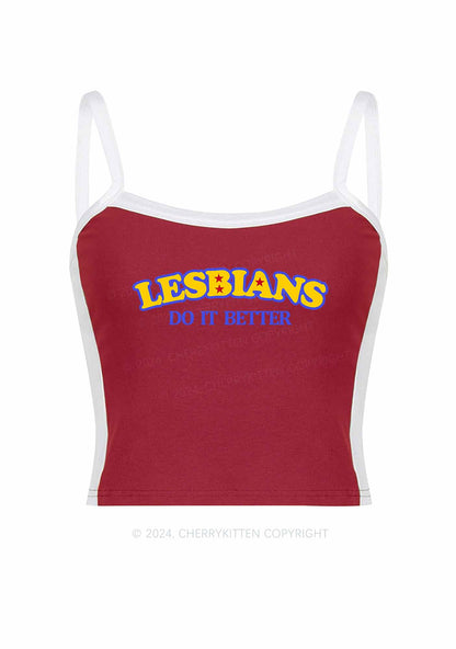 Lesbians Do It Better Y2K Color Block Crop Cami Top Cherrykitten