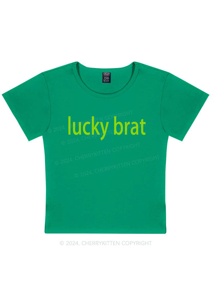 Lucky Brat St Patricks Y2K Baby Tee Cherrykitten