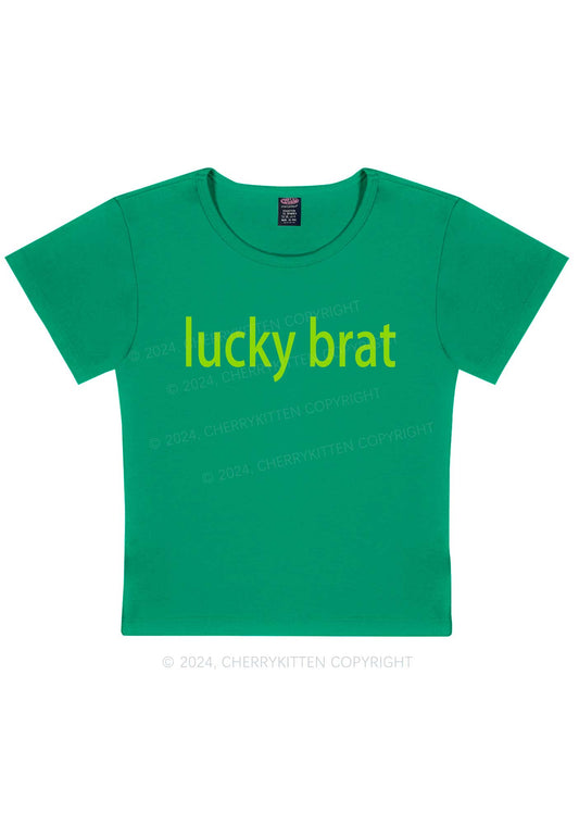 Lucky Brat St Patricks Y2K Baby Tee Cherrykitten