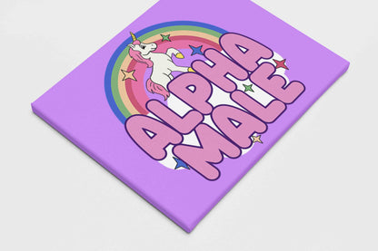 Rainbow Unicorn Alpha Male Y2K Canvas Wall Art Cherrykitten