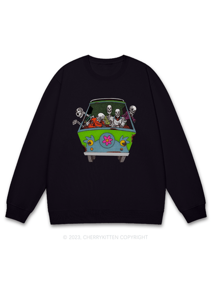 Skeletons Driving Halloween Y2K Sweatshirt Cherrykitten