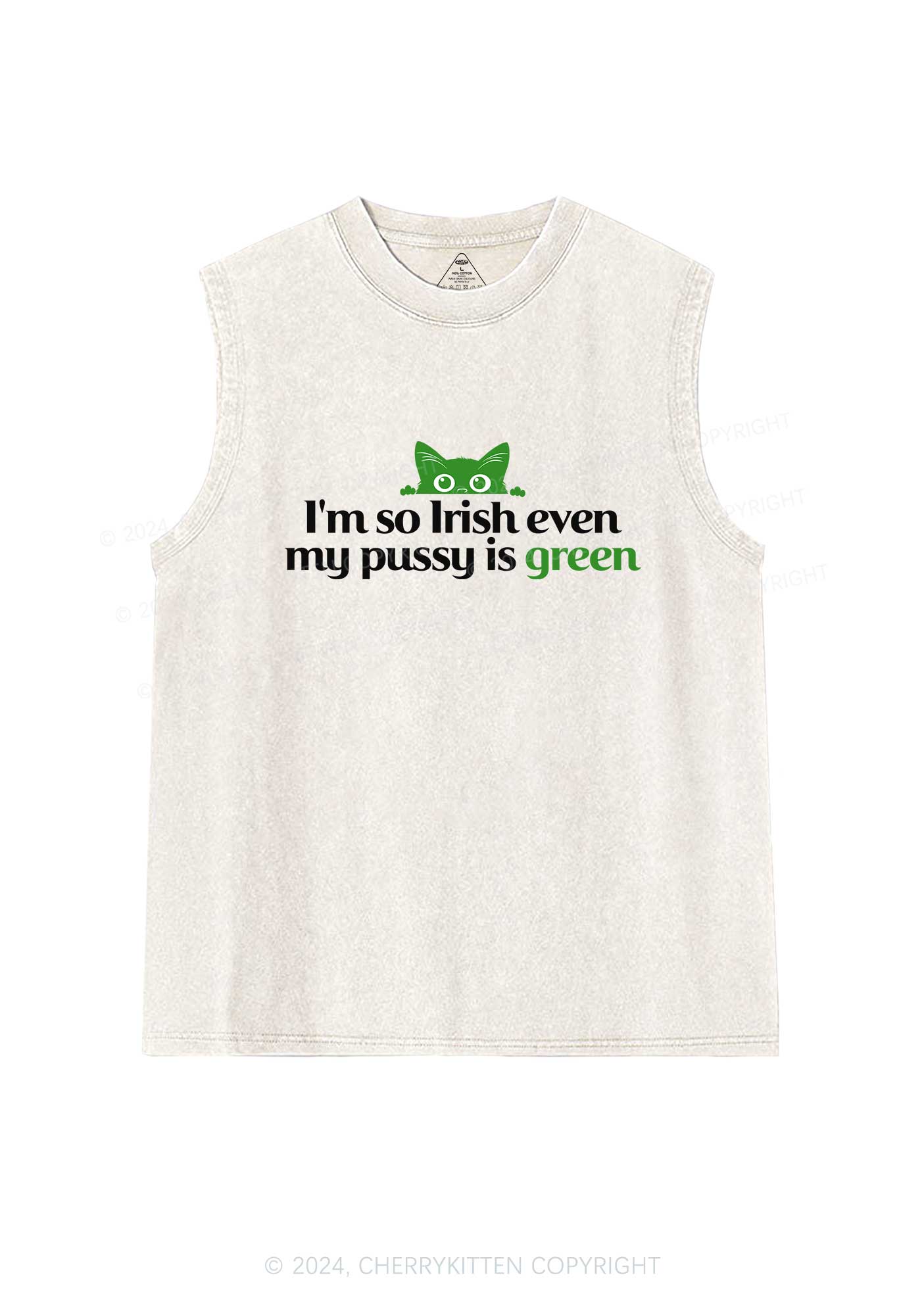 Green Puxxy St Patricks Y2K Washed Tank Cherrykitten