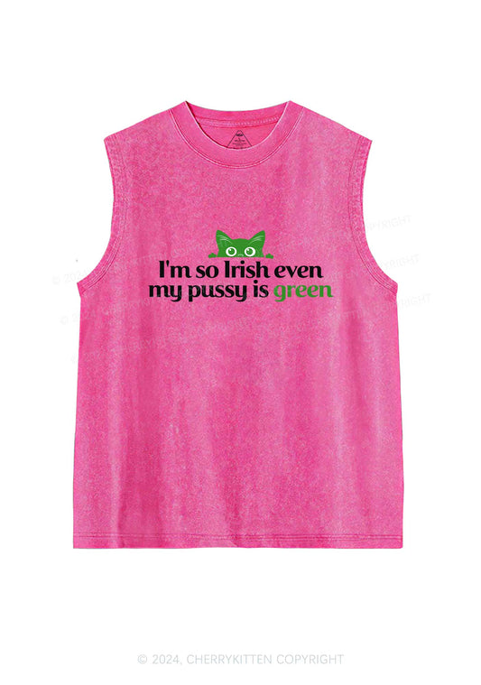 Green Puxxy St Patricks Y2K Washed Tank Cherrykitten