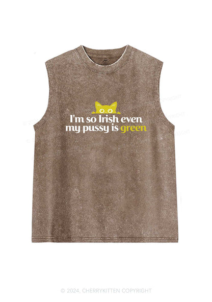 Green Puxxy St Patricks Y2K Washed Tank Cherrykitten