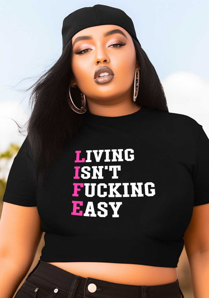 Curvy Life Isn't Easy Y2K Baby Tee Cherrykitten