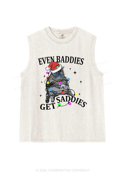 Christmas Baddie Cat Y2K Washed Tank Cherrykitten