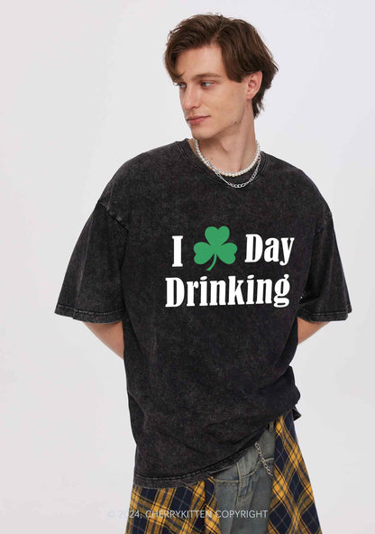 I Love Day Drinking St Patricks Y2K Washed Tee Cherrykitten