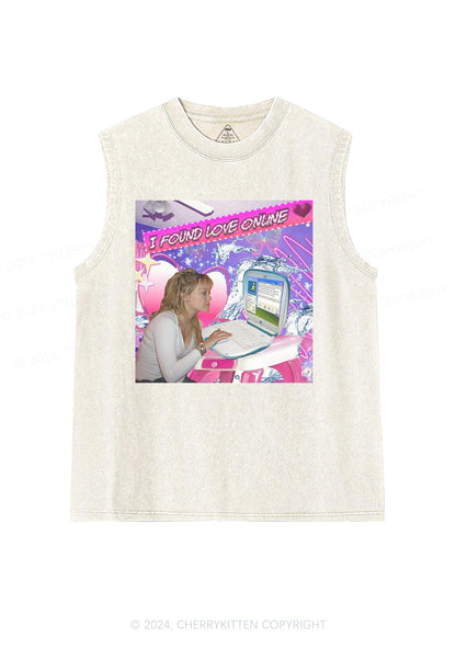 I Found Love Online Y2K Washed Tank Cherrykitten