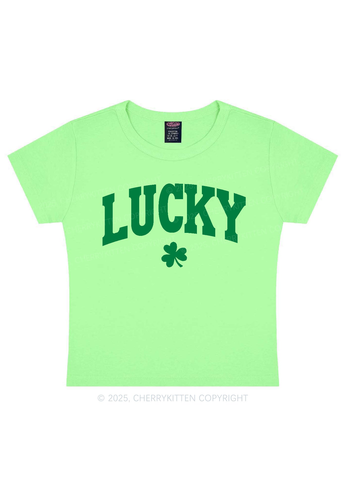 Lucky Shamrock St Patricks Y2K Baby Tee Cherrykitten