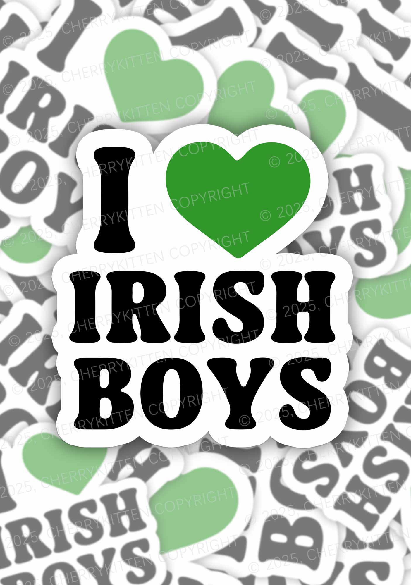 I Love Irish Boys St Patricks 1Pc Y2K Sticker Cherrykitten