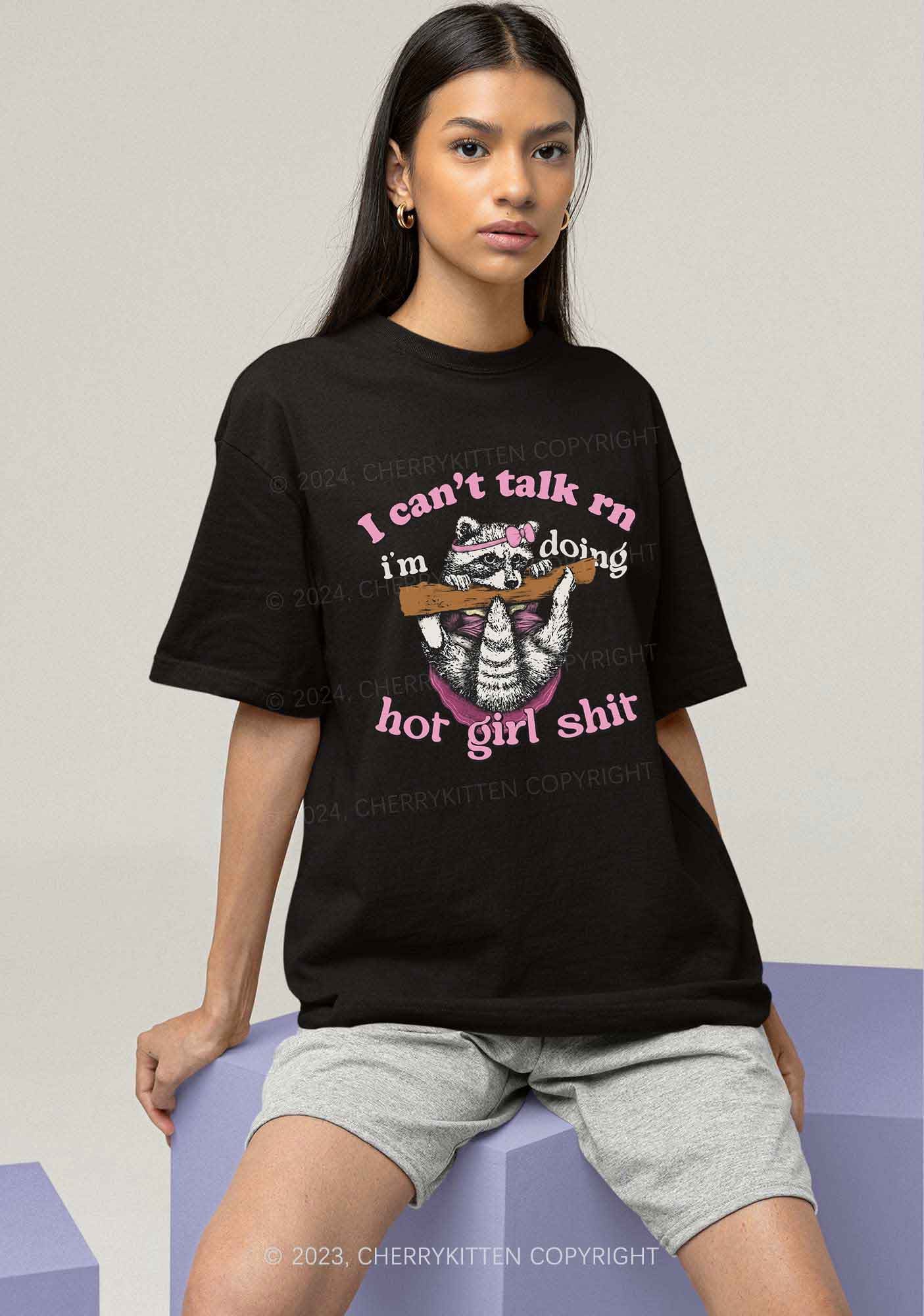 Raccoon Can't Talk Rn Y2K Chunky Shirt Cherrykitten