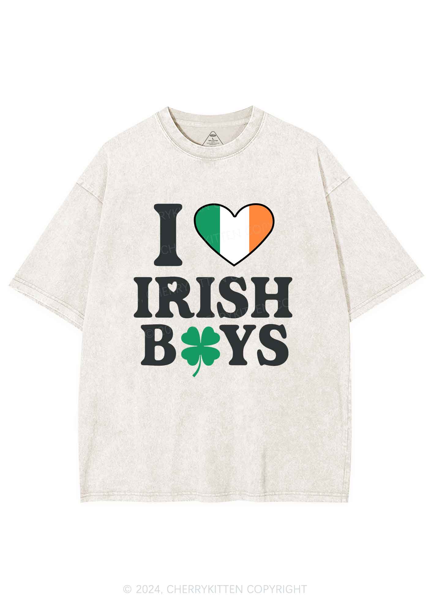 Irish Boy Shamrock St Patricks Y2K Washed Tee Cherrykitten