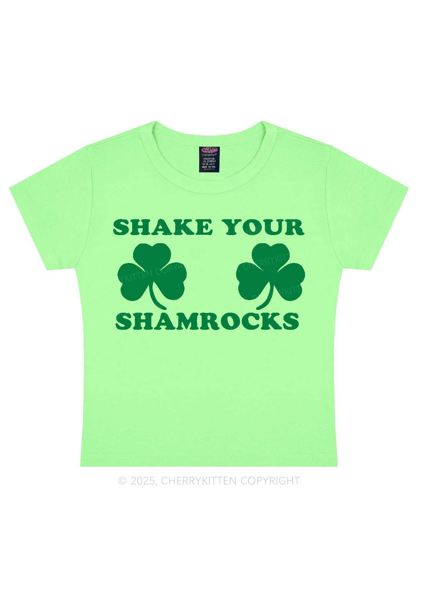 Shake Your Shamrocks St Patricks Y2K Baby Tee Cherrykitten