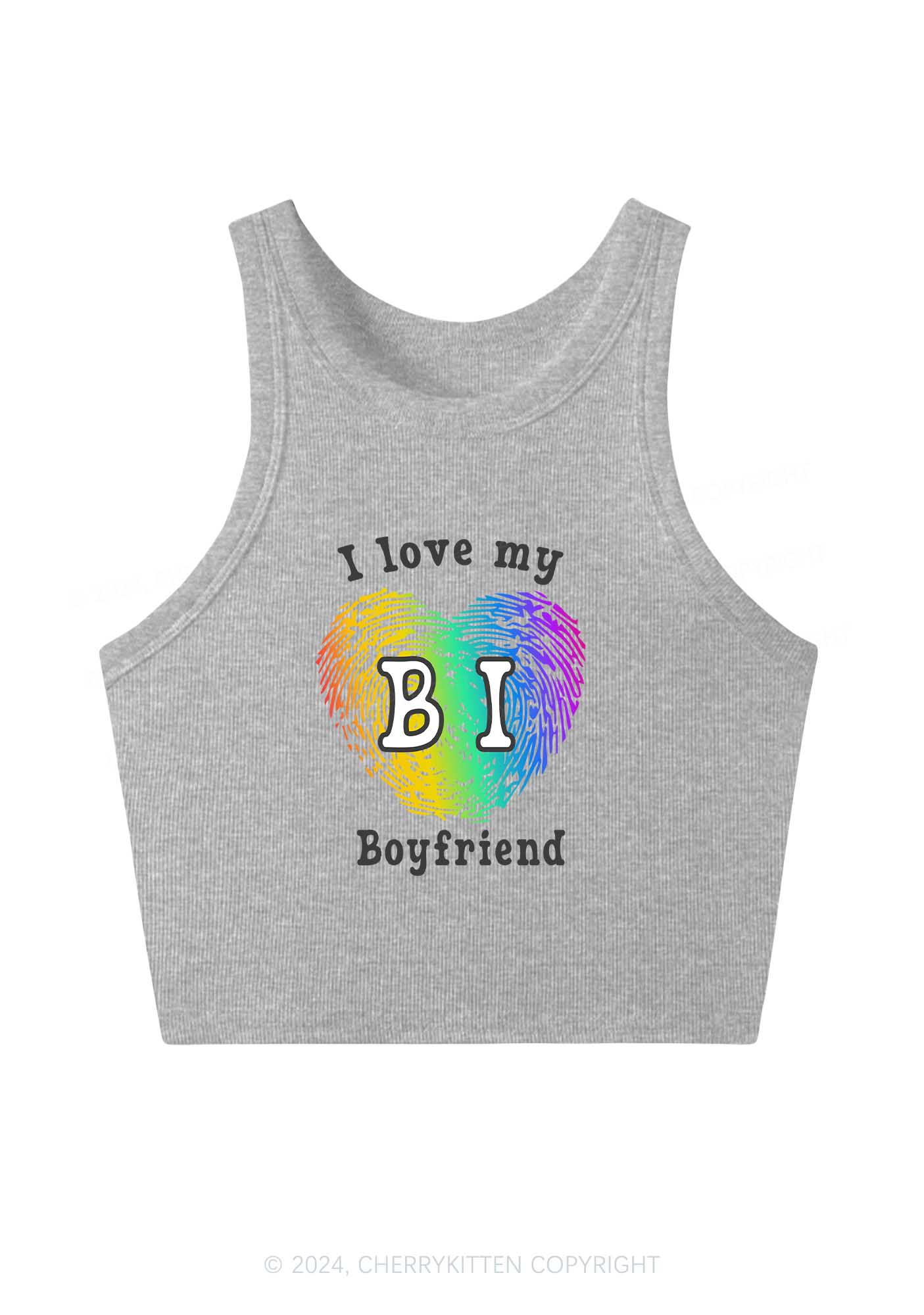 Love My Bi Boyfriend Y2K Crop Tank Top Cherrykitten