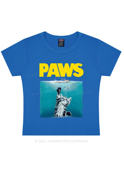 Paws Jaws Cat Y2K Baby Tee Cherrykitten