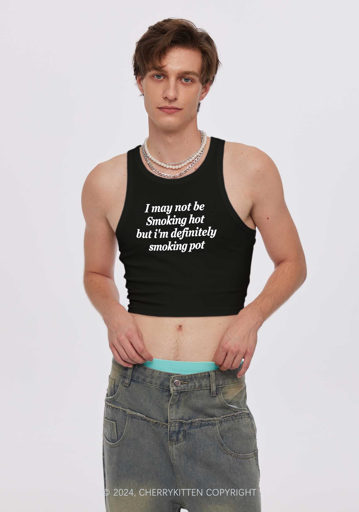 Definitely Smoking Pot Y2K Crop Tank Top Cherrykitten