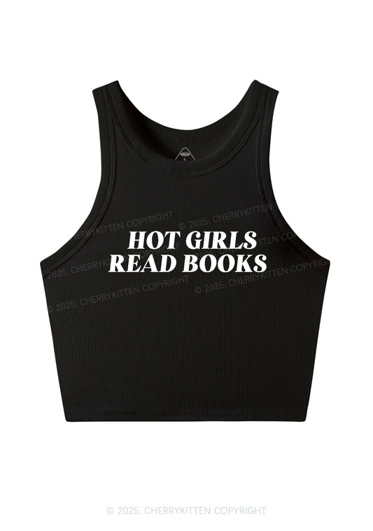 Hot Girls Read Books Y2K Crop Tank Top Cherrykitten