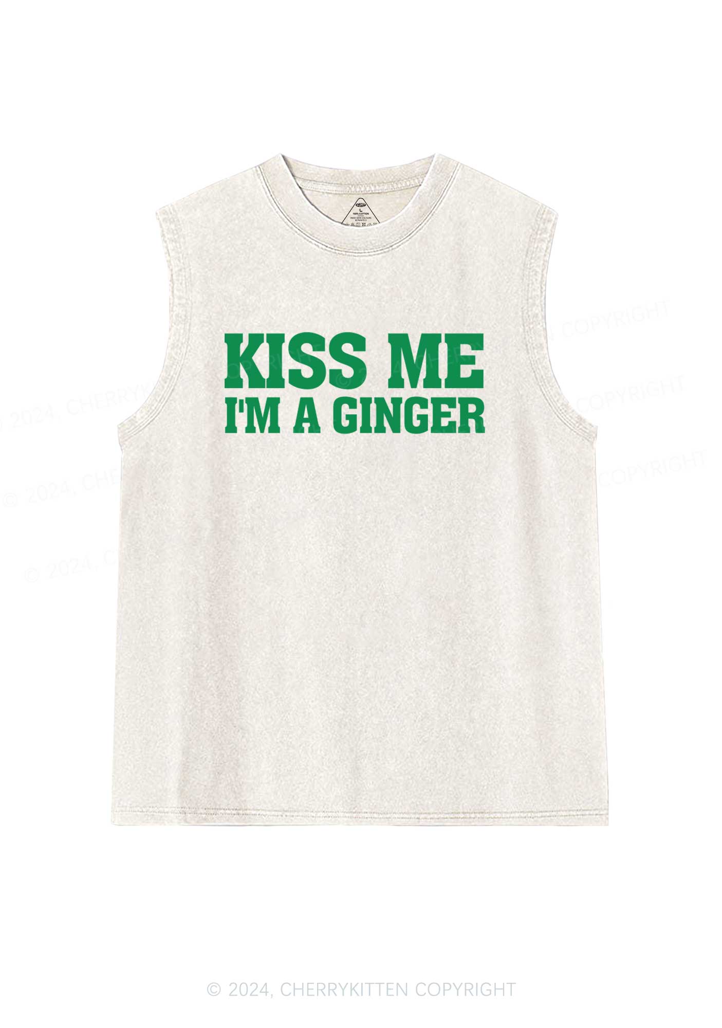 Kiss Me Im Ginger St Patricks Y2K Washed Tank Cherrykitten