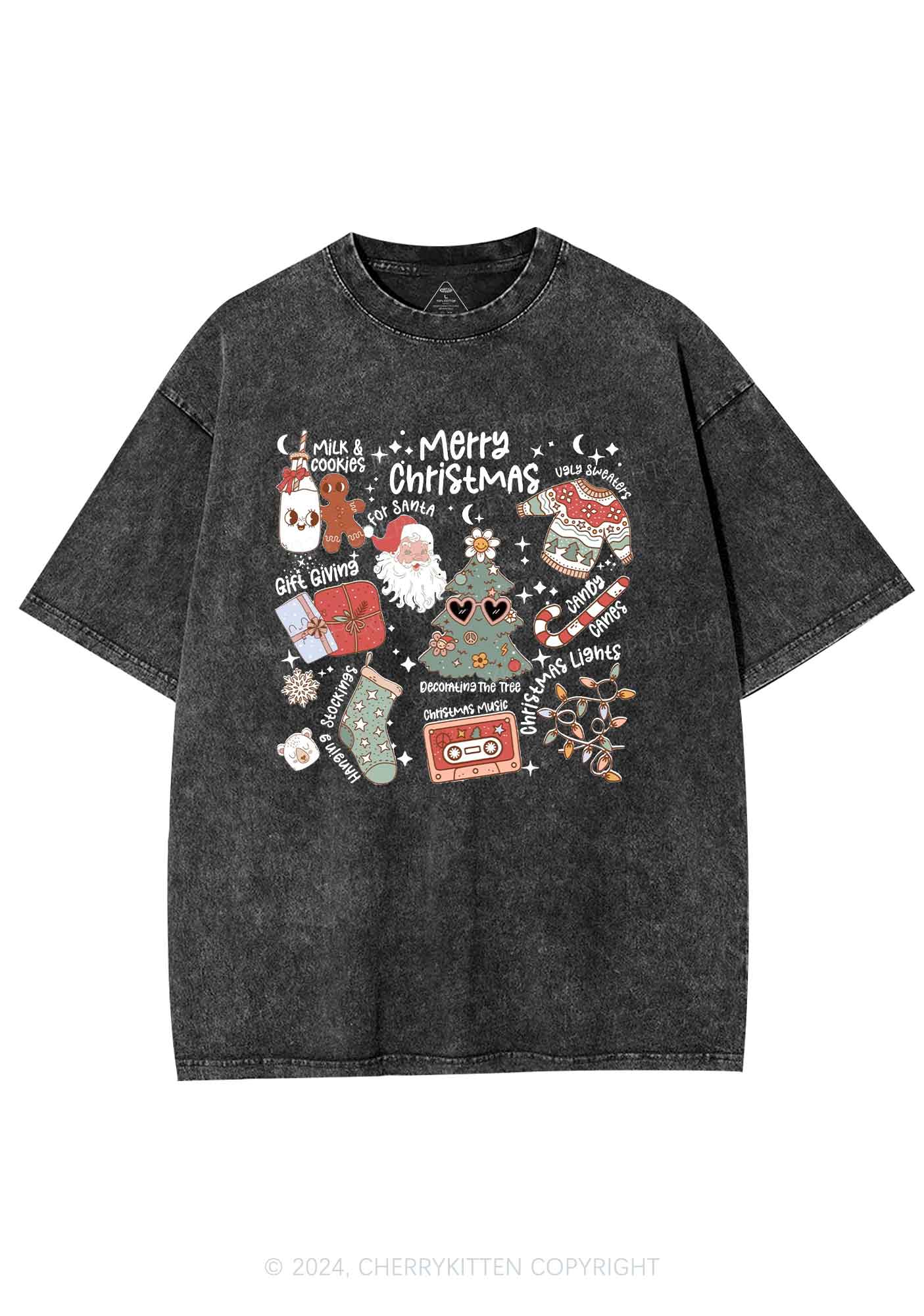 Merry Christmas Holiday Y2K Washed Tee Cherrykitten