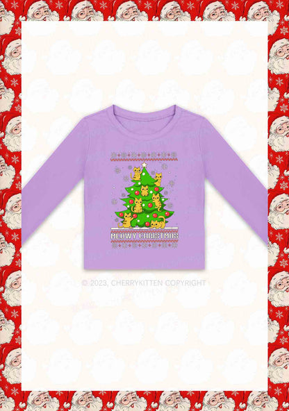 Snowflake Meowy Christmas Tree Y2K Long Sleeve Crop Top Cherrykitten