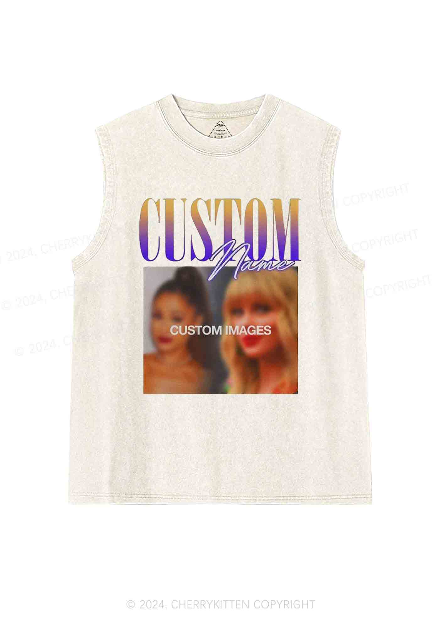 Personalized Vintage 90s Y2K Washed Tank Cherrykitten