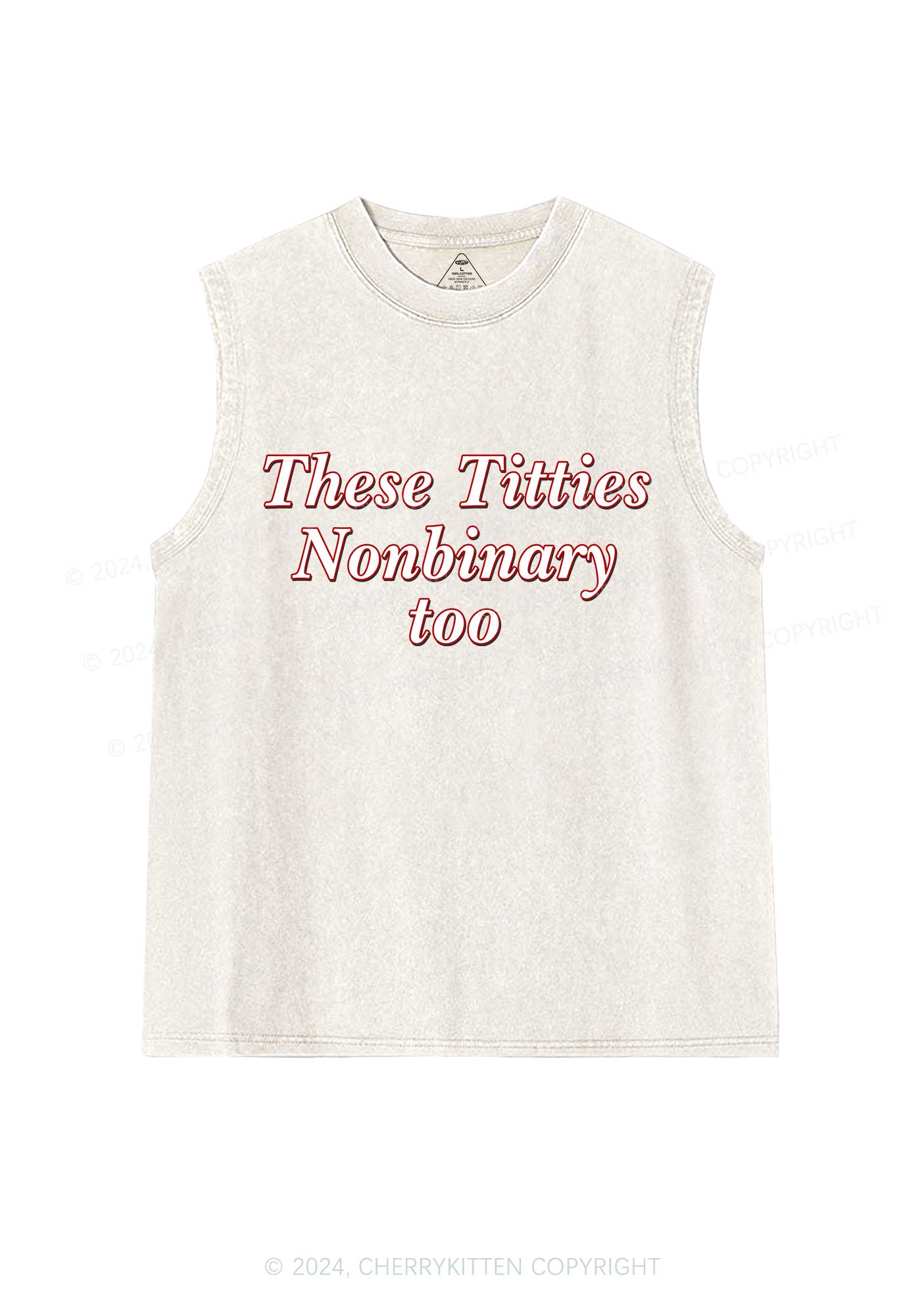 Txtties Nonbinary Too Y2K Washed Tank Cherrykitten