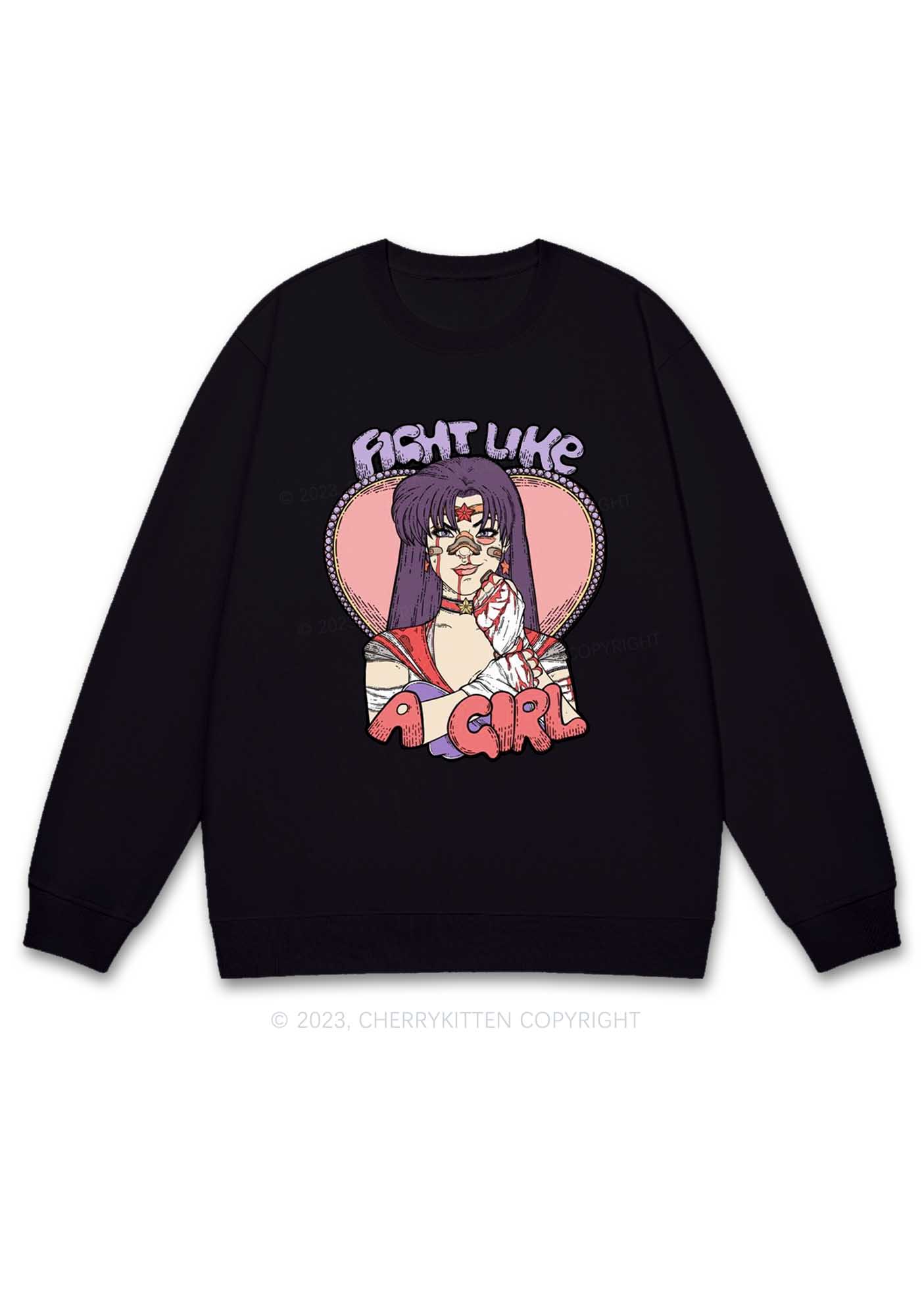 Purple Hair Girl Y2K Sweatshirt Cherrykitten