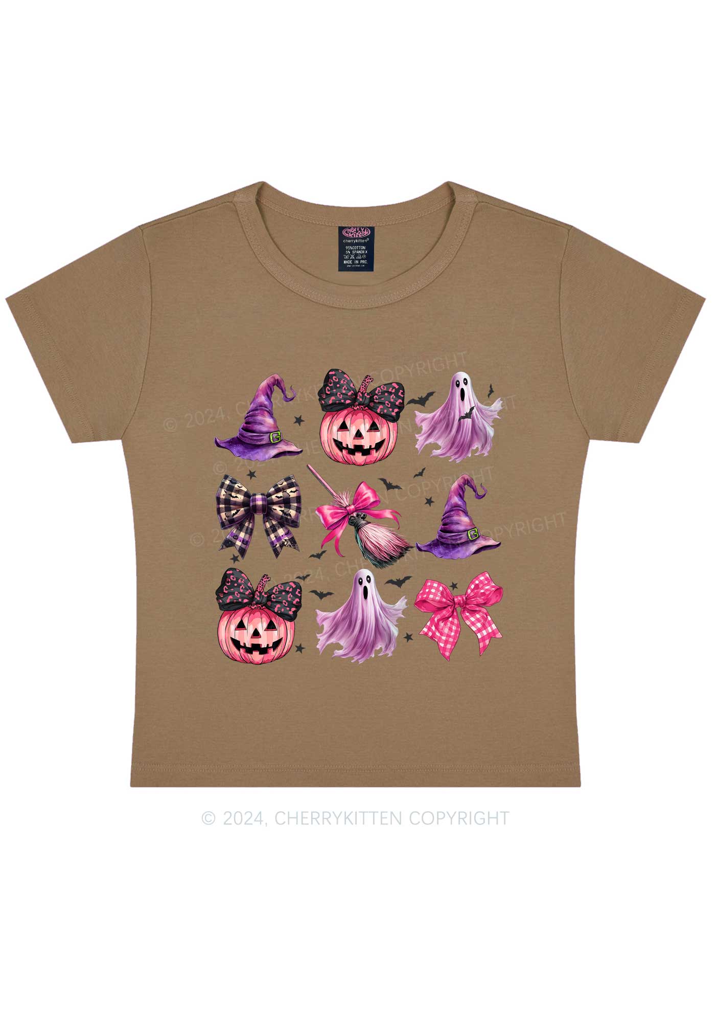 Halloween Pumpkin With Bows Y2K Baby Tee Cherrykitten