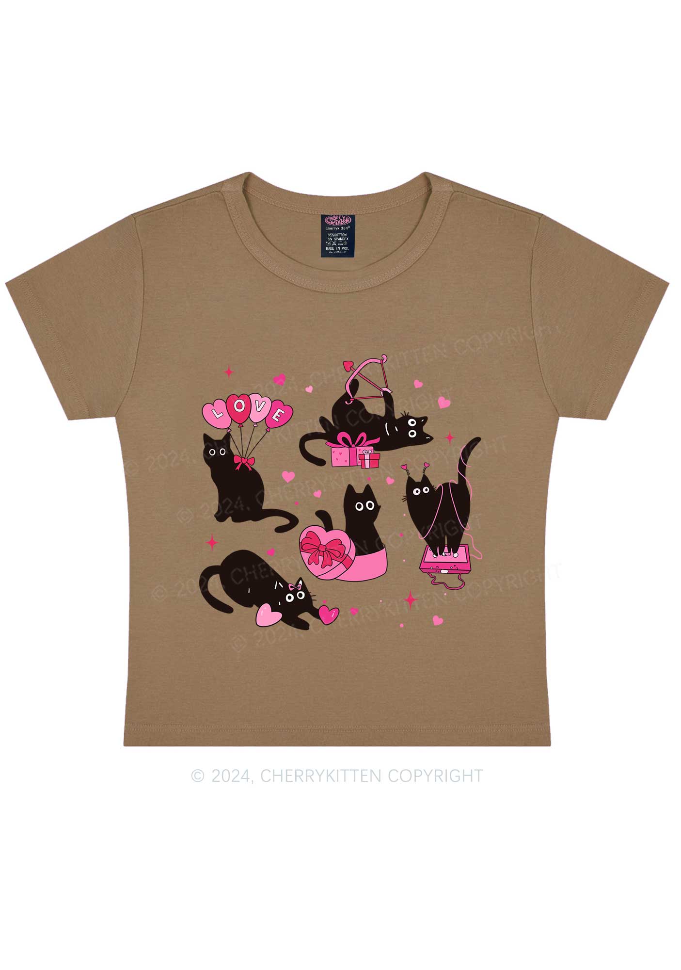 Black Kitten Y2K Valentine's Day Baby Tee Cherrykitten