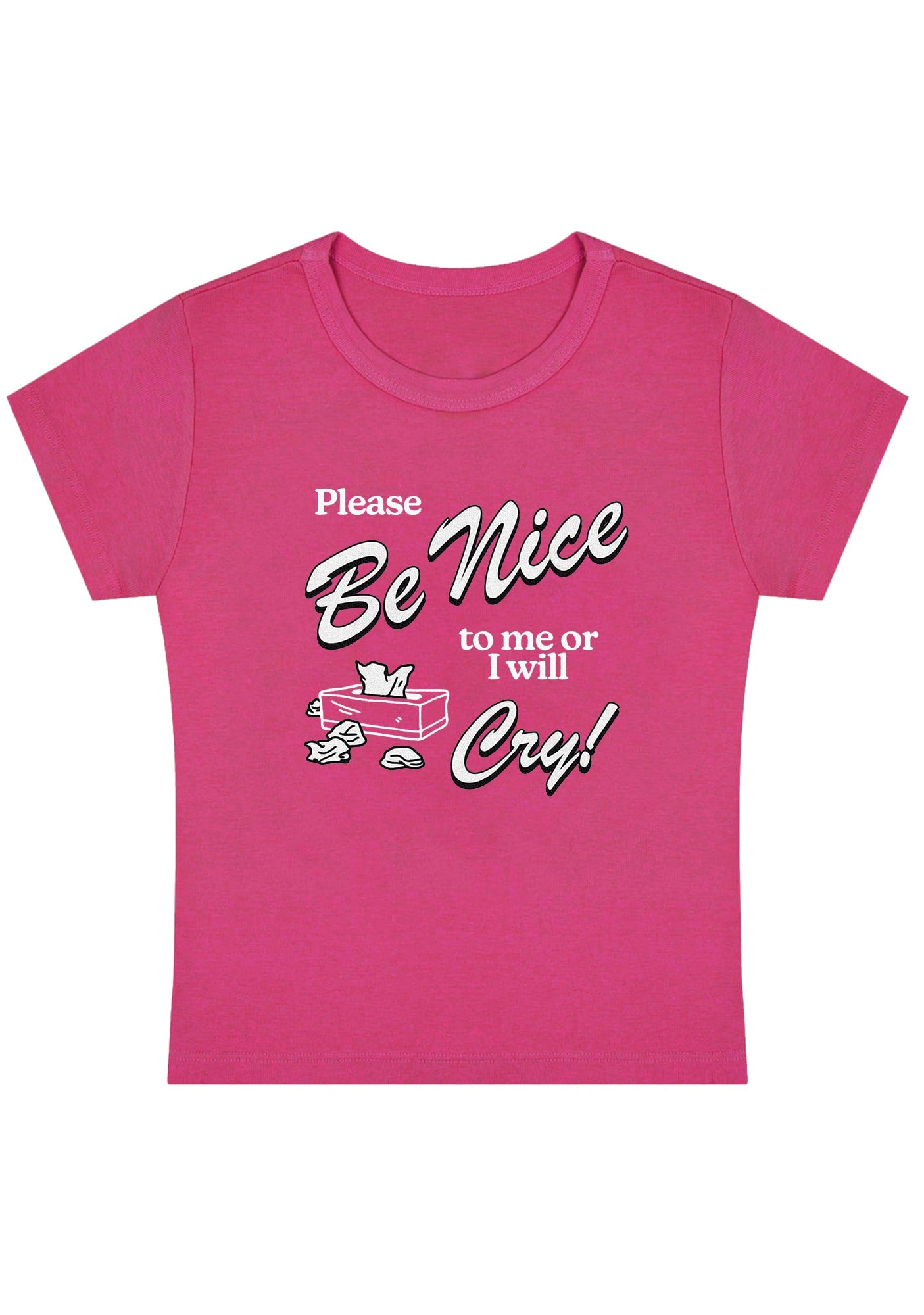 Cherrykitten Please Be Nice To Me Or I Will Cry Y2K Baby Tee for Sale