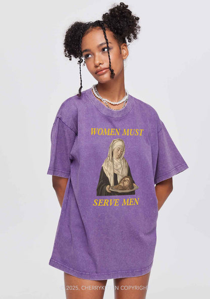 Women Must Serve Men Y2K Washed Tee Cherrykitten